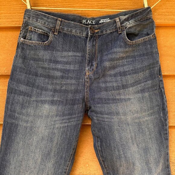 Childrens Place Bootcut Semi-Evasee Blue Jeans Size 20 Waist 34  Slim Fit Cotton - Picture 4 of 13